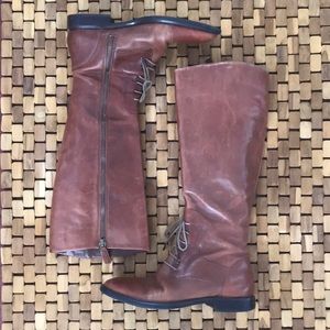 Franco Sarto Brown Leather Lace Up Boots Size 6